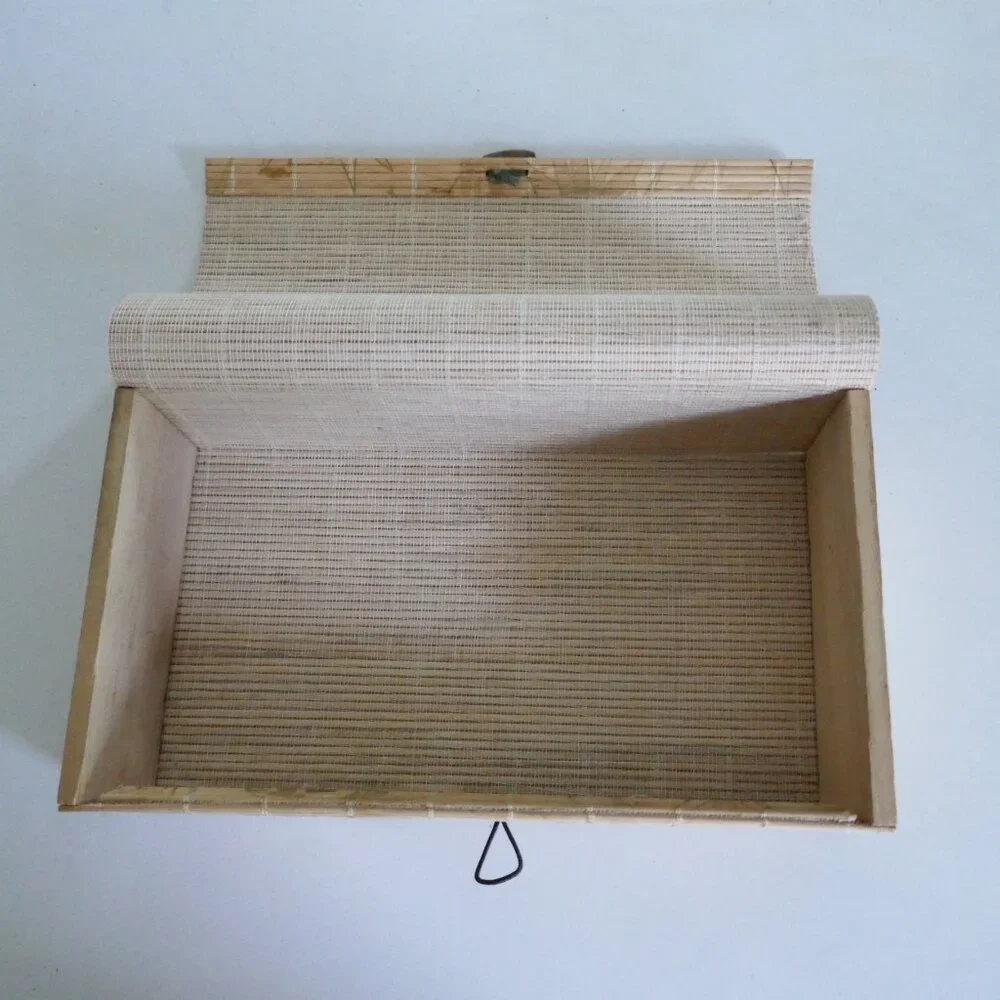 bamboo stationery box desk organizer trinket box soft flexible lid